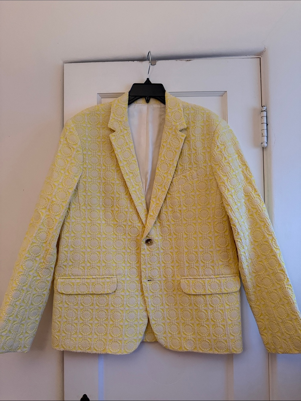 Mr Turk Yellow Jacquard Single-Breasted Men's Blazer